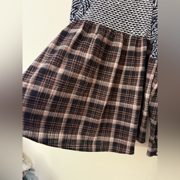 Free People Fireside Nights Button Down Shirt, Brown/Black/White, Medium - Picture 11 of 14